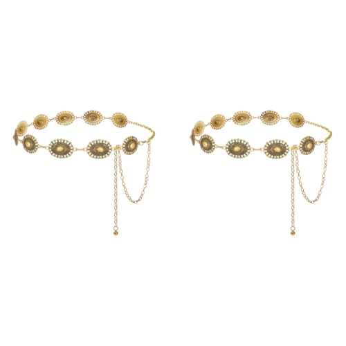 PALAY® Belt for Women Dresses Golden Metal Concho Hip Belt for Saree Fashion Vintage Waist Chain Adjustable Boho Western Ladies Belt Saree for Dresses Jeans Skirts X 2 PALAY® Belt for Women Dresses Golden Metal Concho Hip Belt for Saree Fashion Vintage Waist Chain Adjustable Boho Western Ladies Belt Saree for Dresses Jeans Skirts X 2